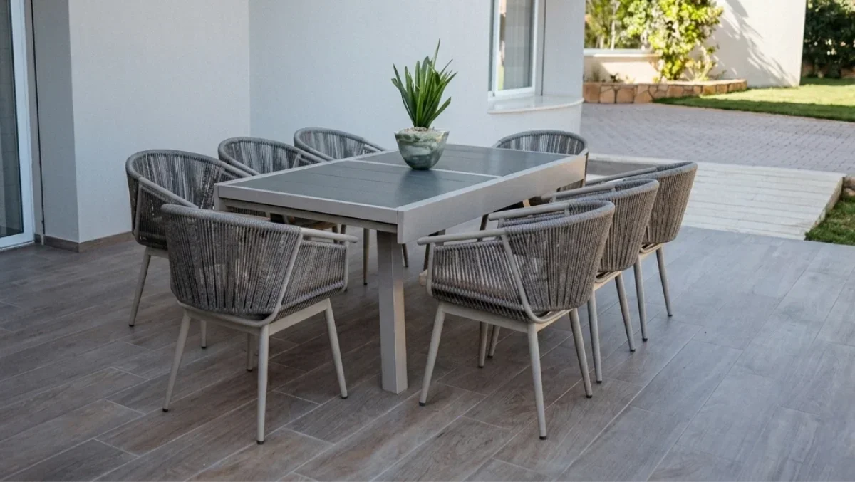Table extensible ARIA en aluminium – Finition BEIGE