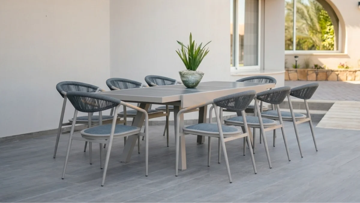 Table extensible ARMONY en aluminium – Finition BEIGE