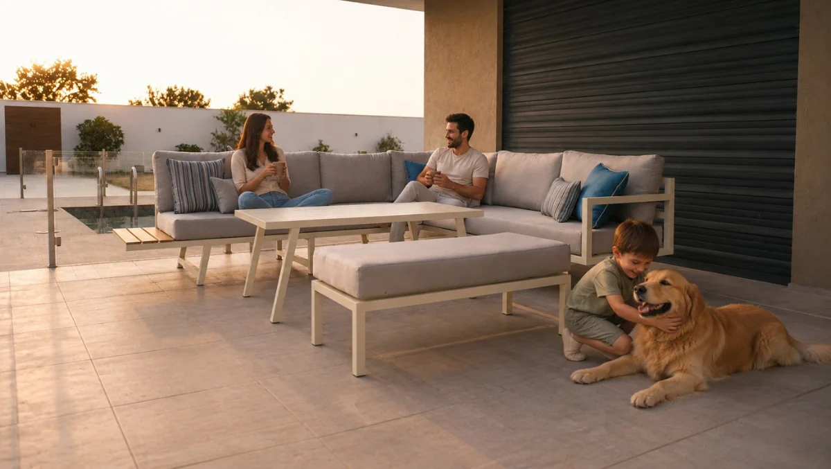 Salon de jardin d'angle CALIFORNIA en aluminium
