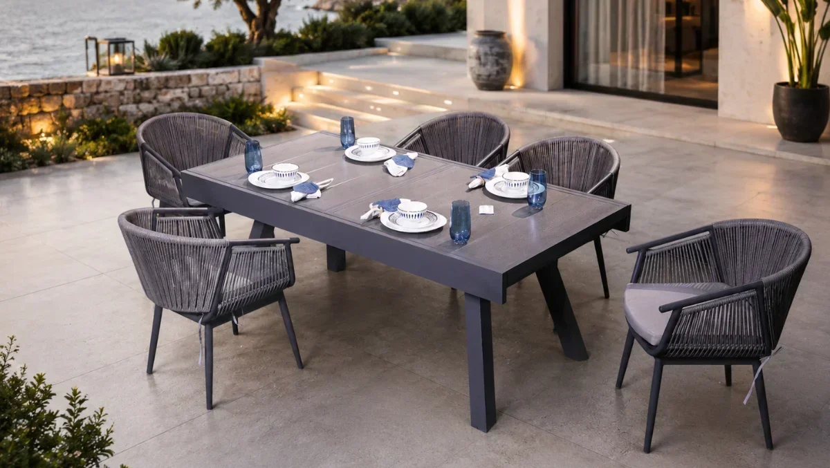 Table extensible ARIA en aluminium – Finition Gris Charbon