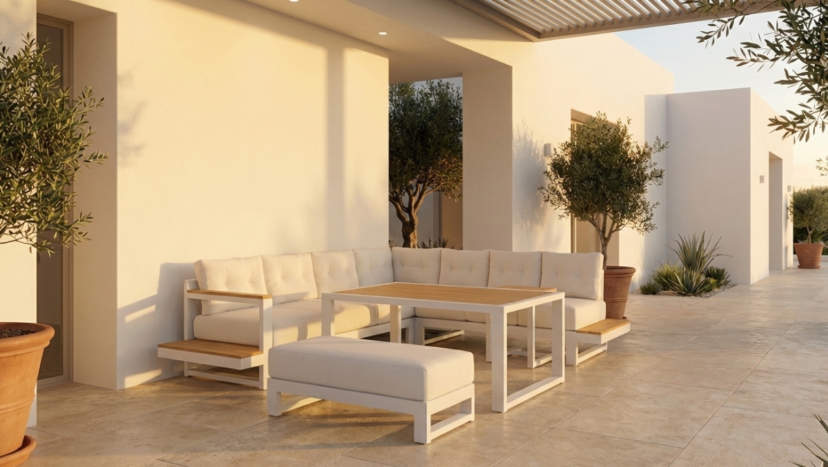 Salon de jardin d'angle VALENCIA en aluminium