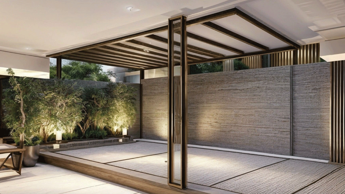 pergola en aluminium avec tissu au toit